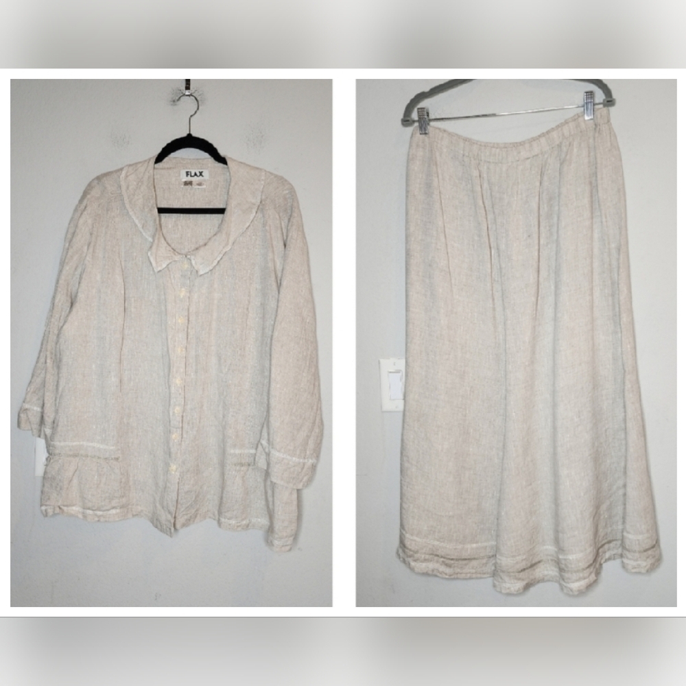 Flax Cream skirt set